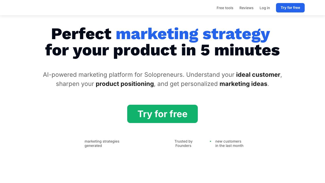Marketing Strategy Generator website screenshot