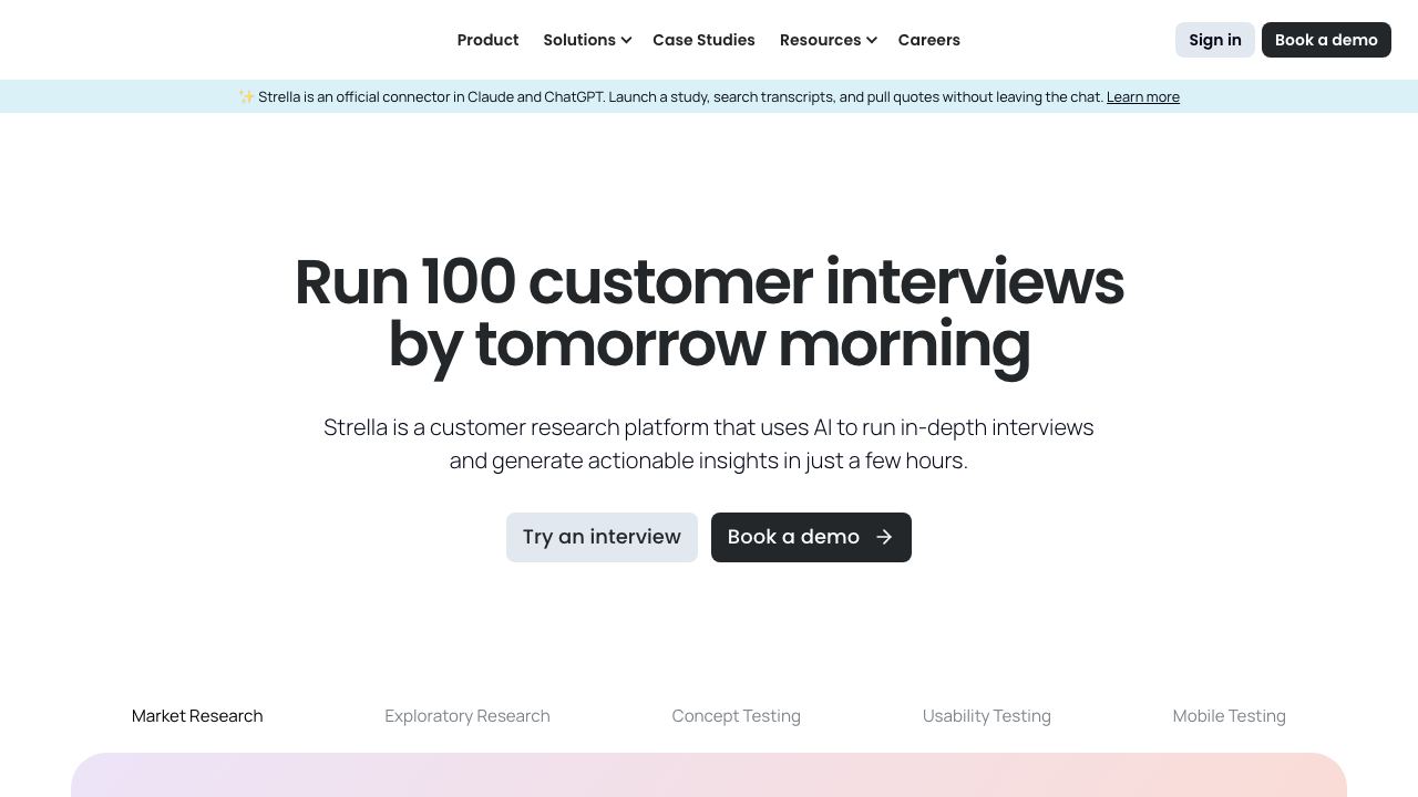 Strella website screenshot