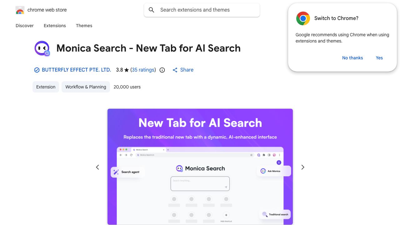 Monica Search - New Tab for AI Search 网站截图