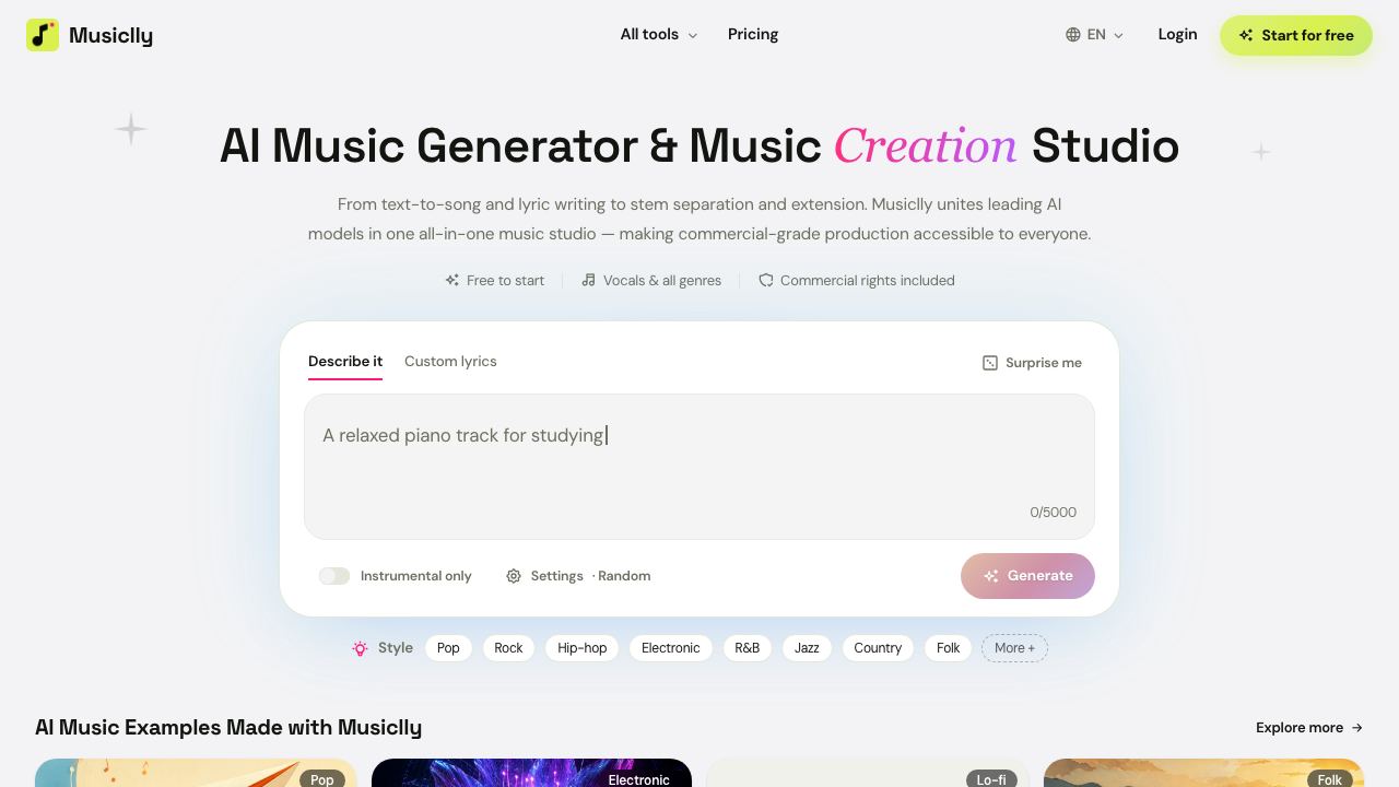 Musiclly 网站截图