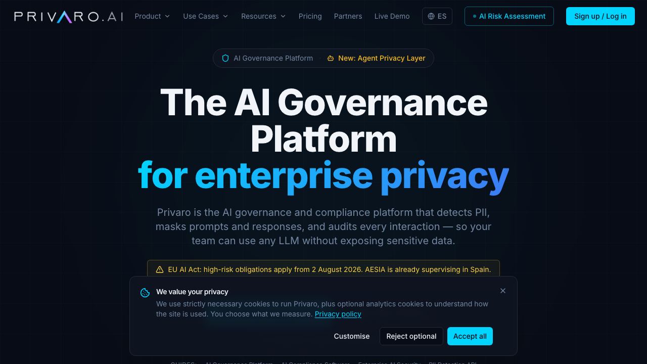 Privaro.ai 网站截图