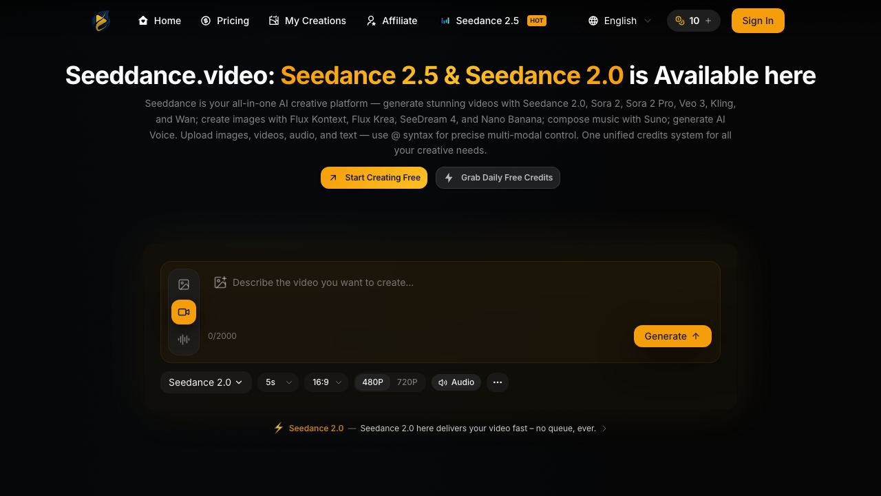 Seeddance 网站截图