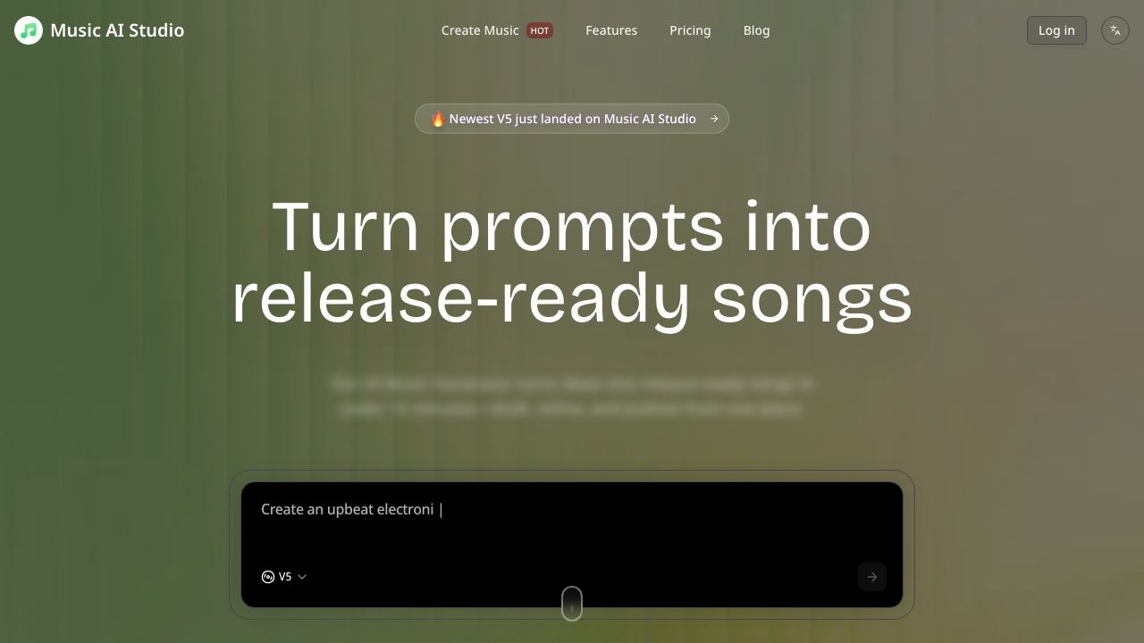 Music AI Studio website screenshot
