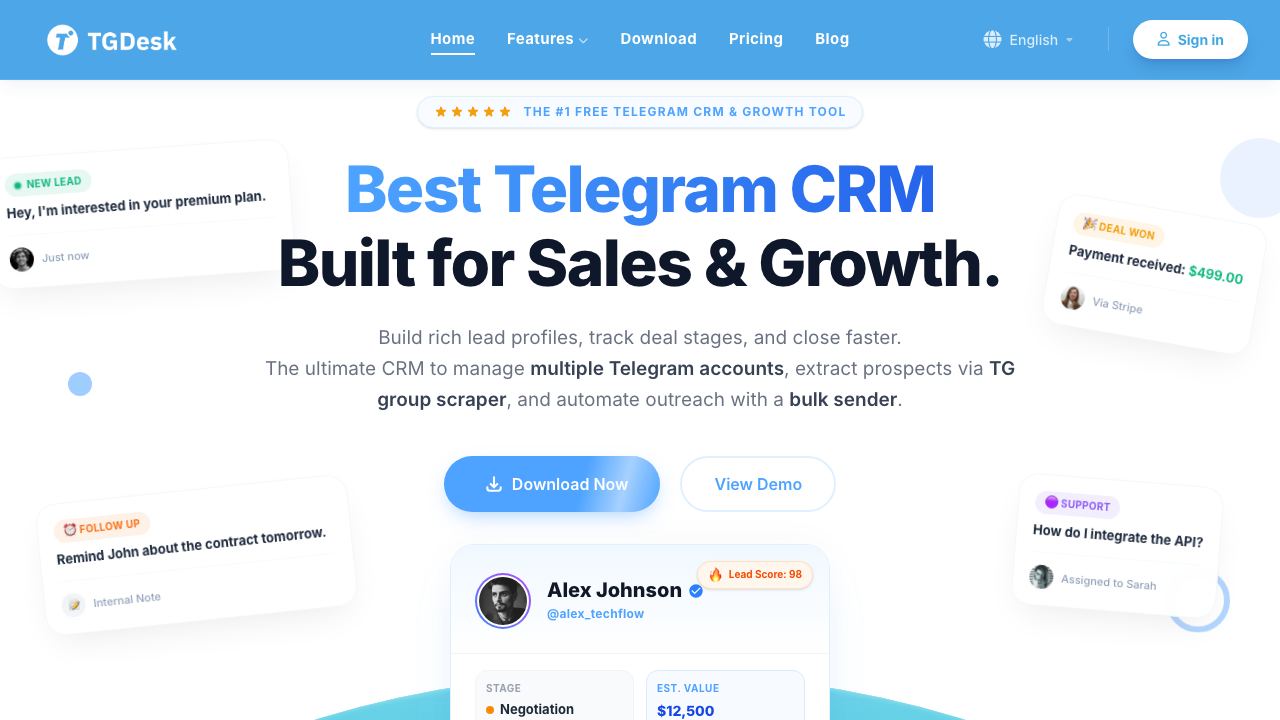 Telegram Group Bot - TGDesk 网站截图