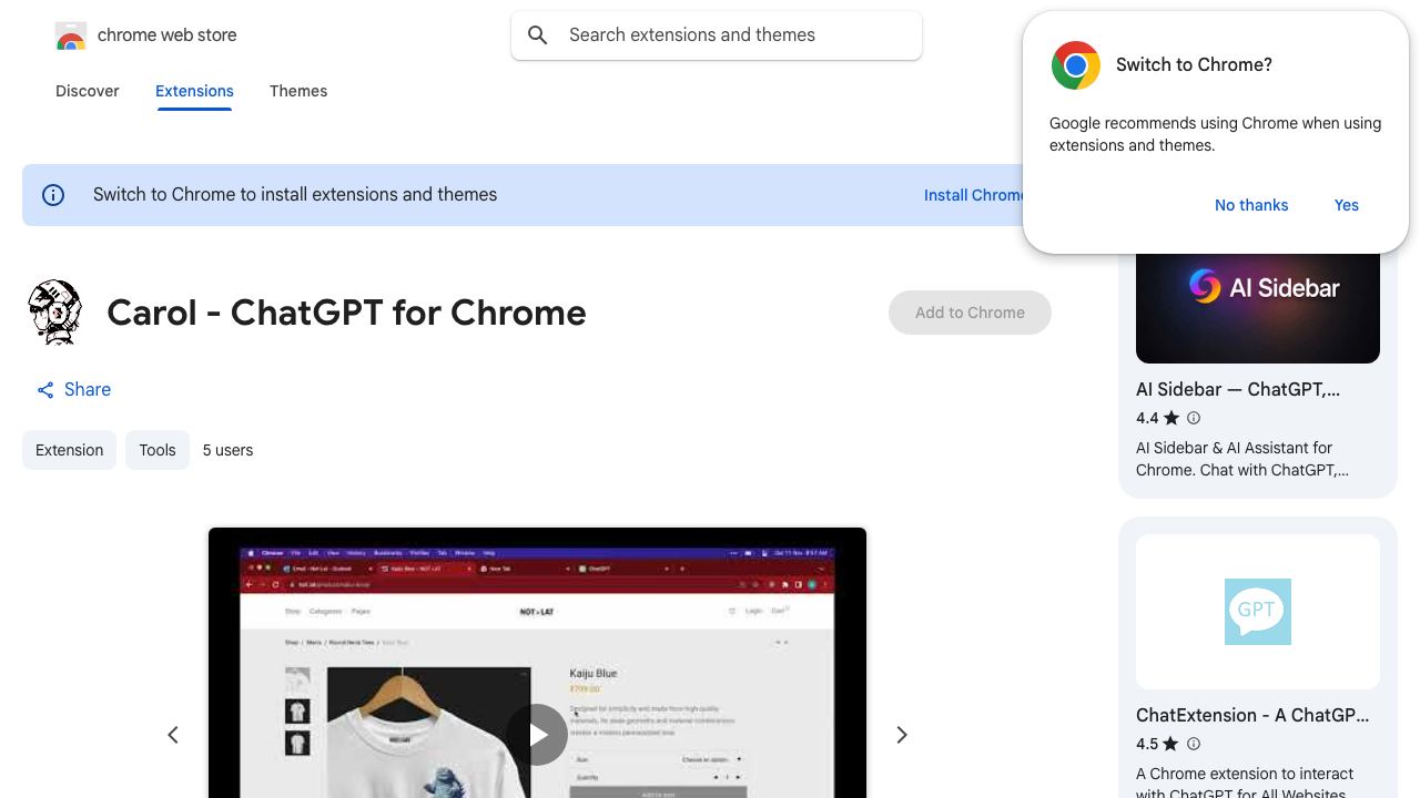 Carol - ChatGPT for Chrome 网站截图