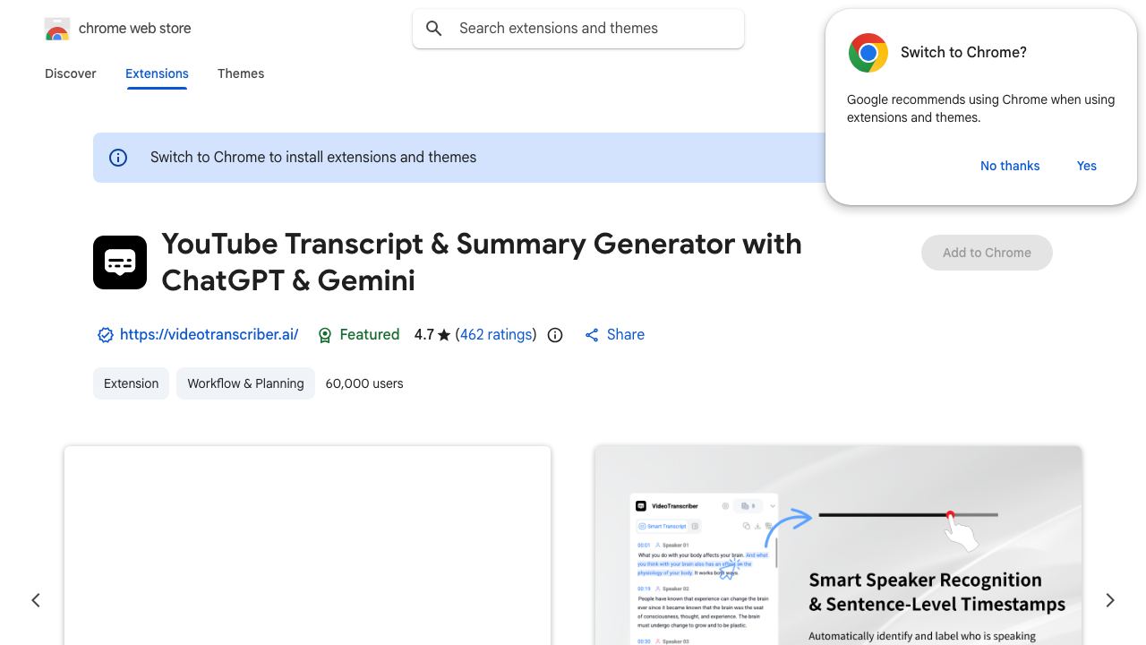 Unlimited Summary Generator for YouTube™ website screenshot