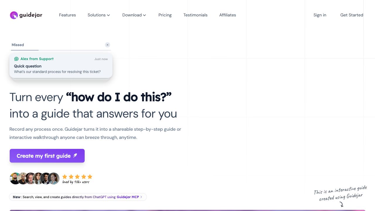 Guidejar website screenshot