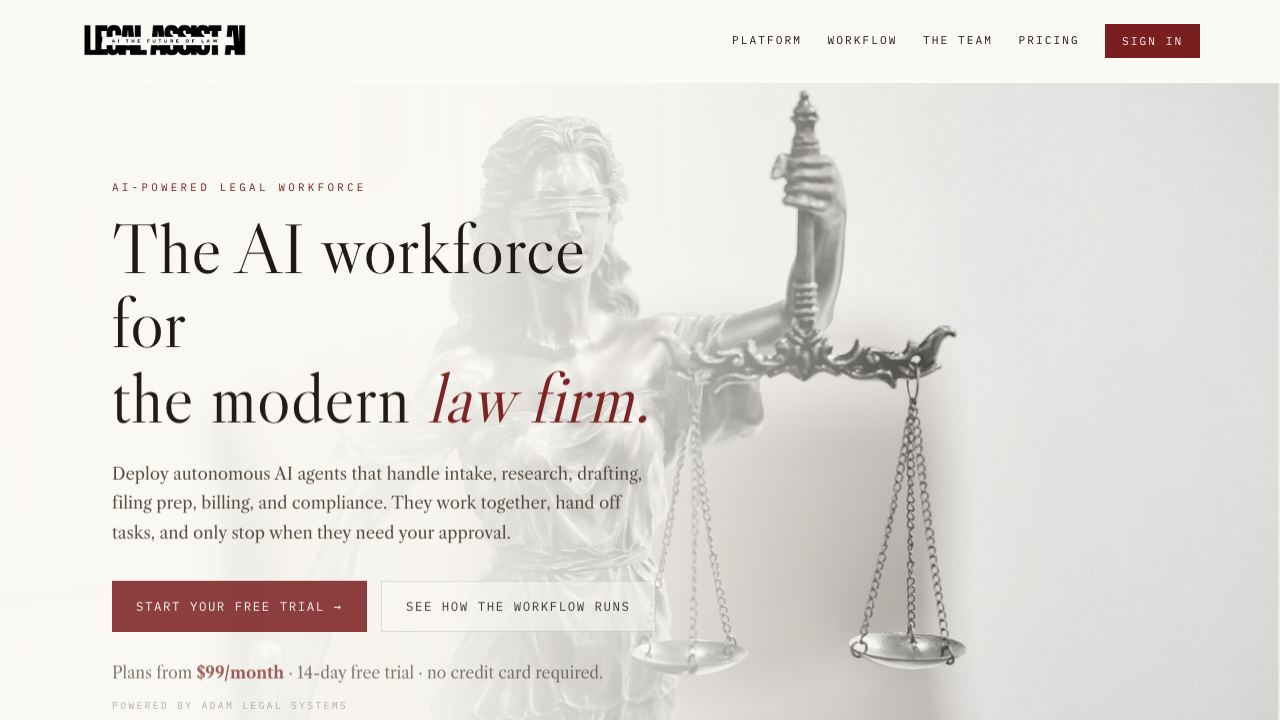 Legal Assist AI 2.0 website screenshot