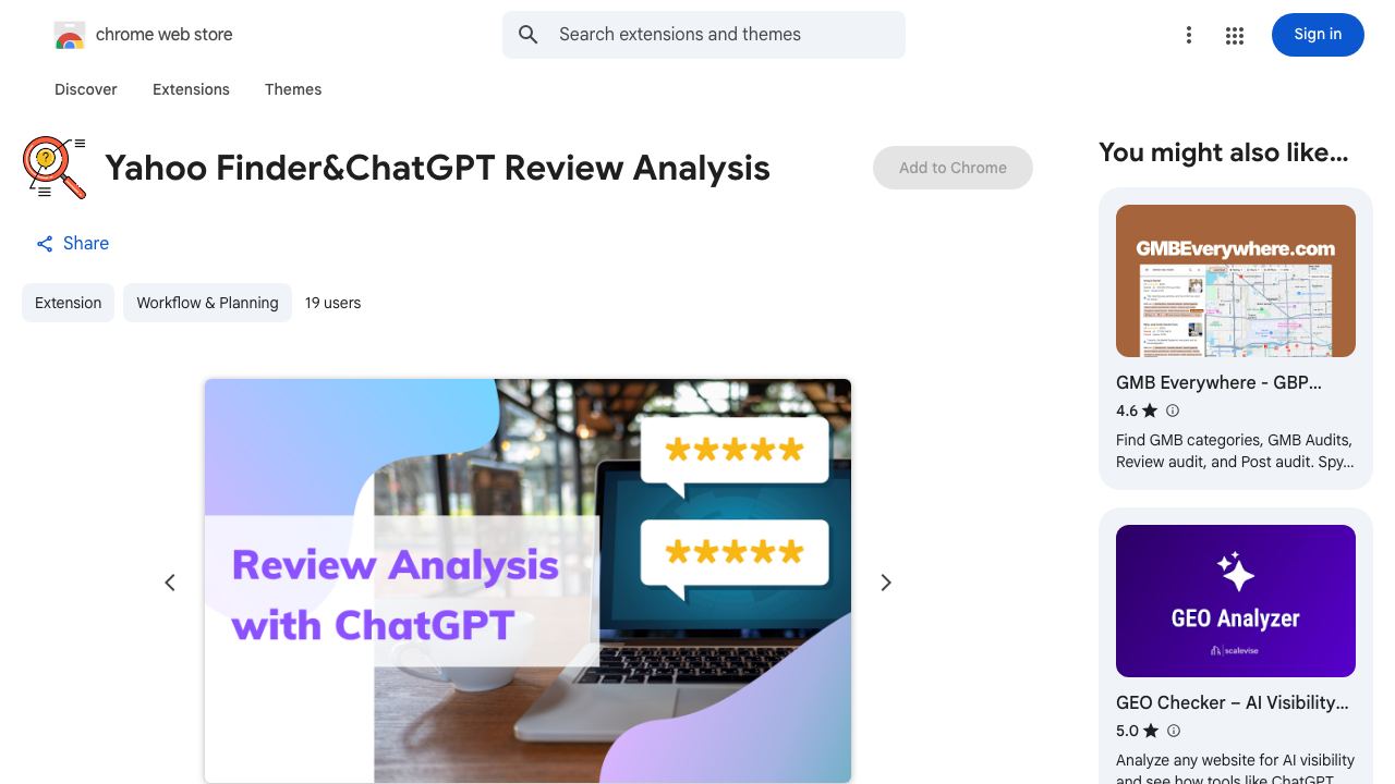 Yahoo Finder&ChatGPT Review Analysis 网站截图