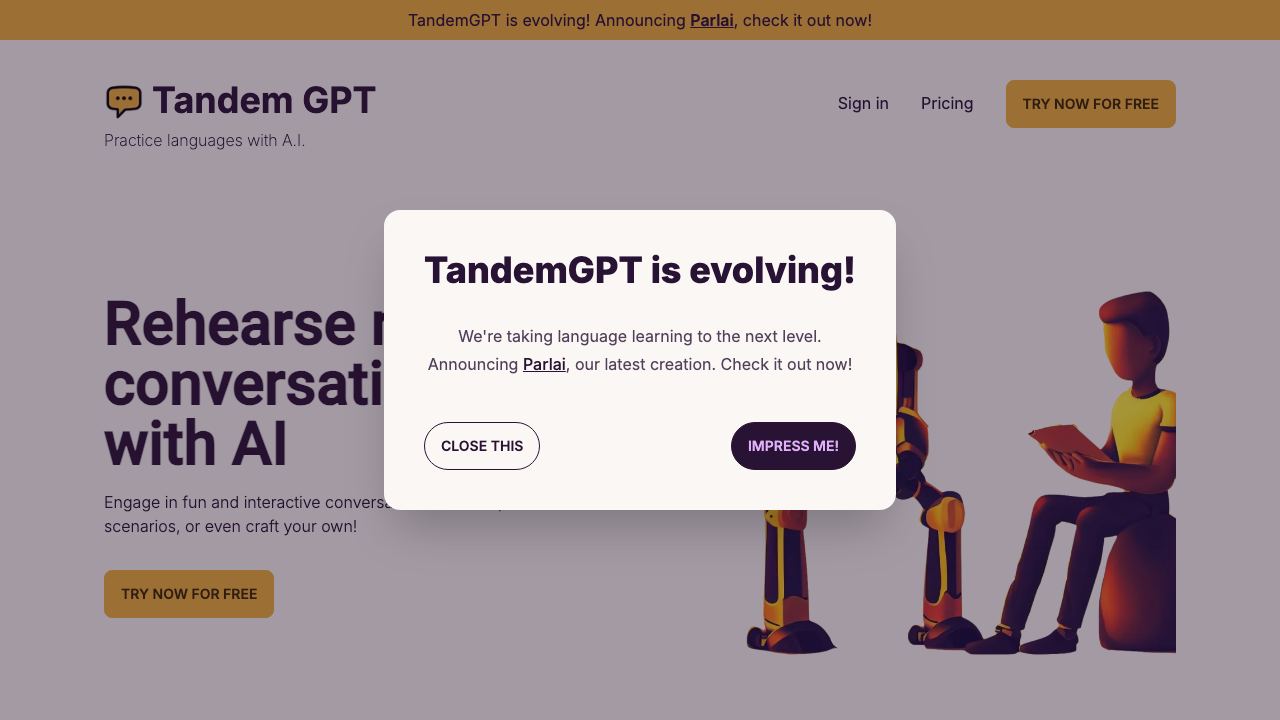 Tandem GPT 网站截图