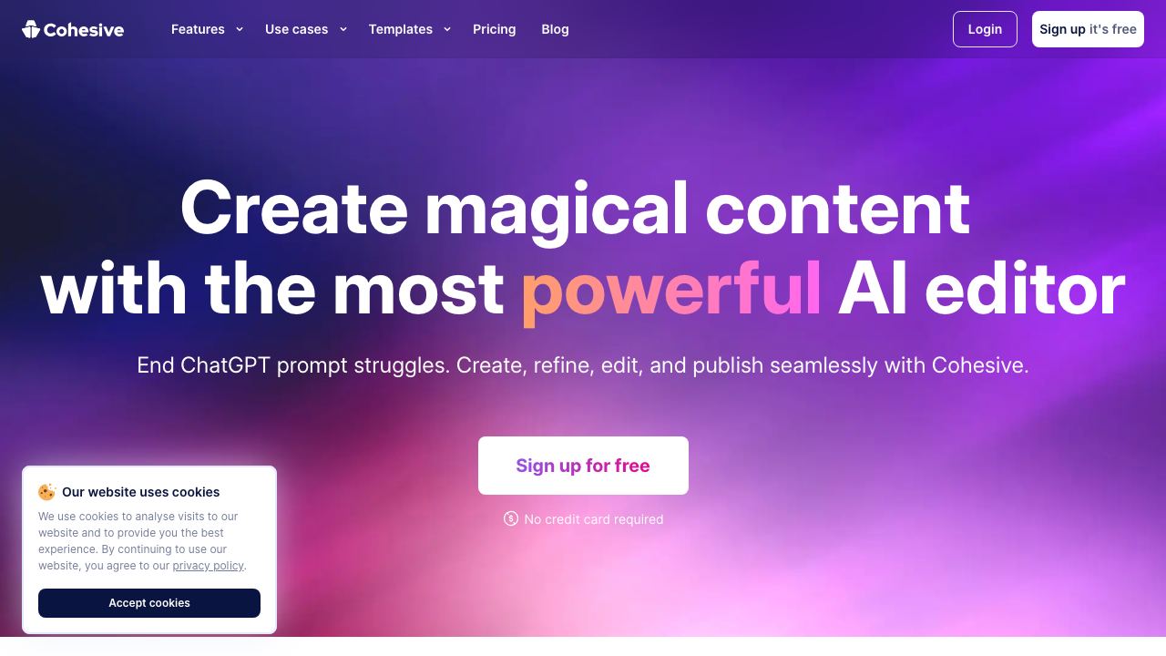 Cohesive AI website screenshot