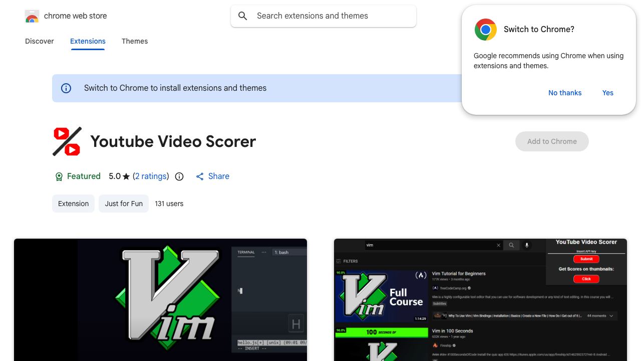 Youtube Video Scorer 网站截图