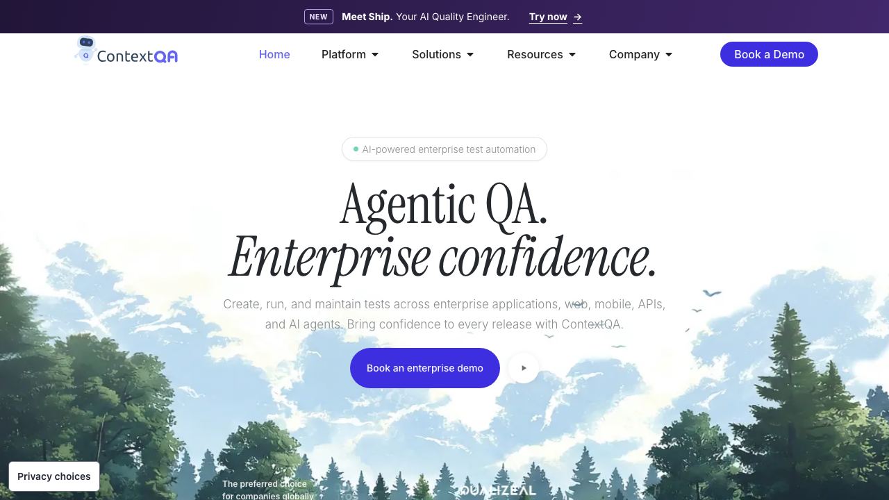 ContextQA 网站截图