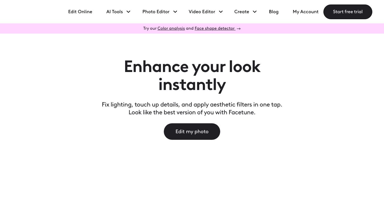 Facetune website screenshot