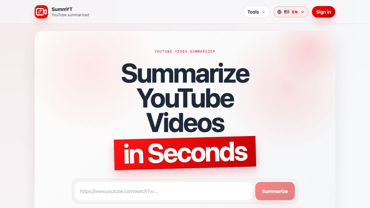 YouTube Summarized 网站截图