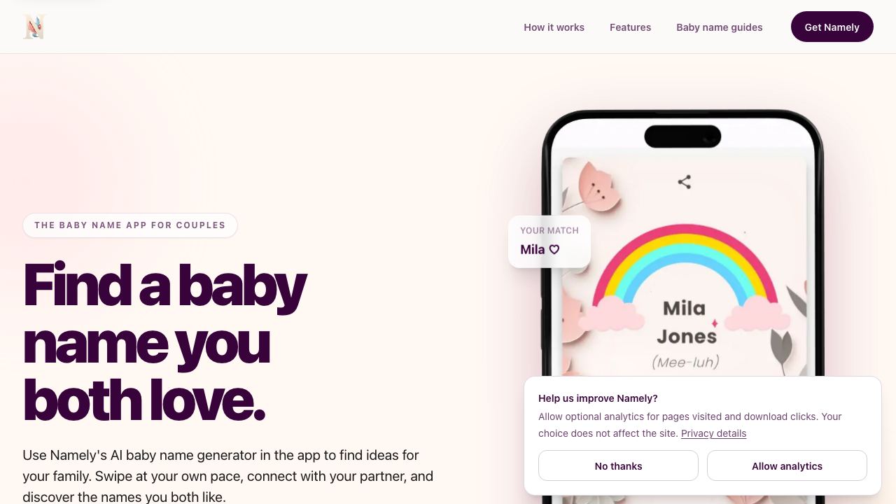 Namely website screenshot
