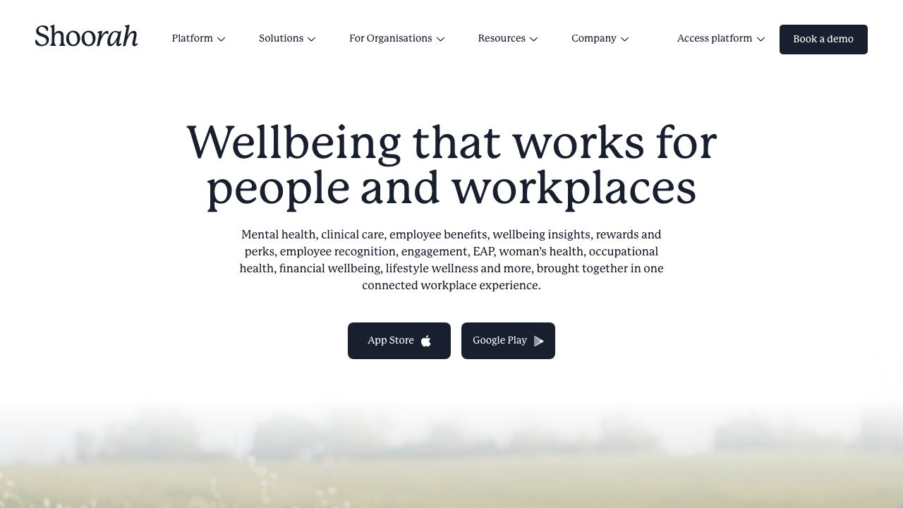 Shoorah Wellbeing 网站截图