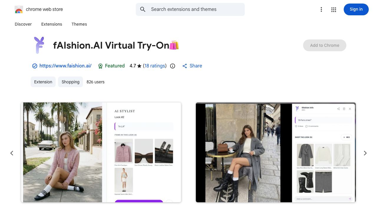 fAIshion Virtual Tryon 网站截图