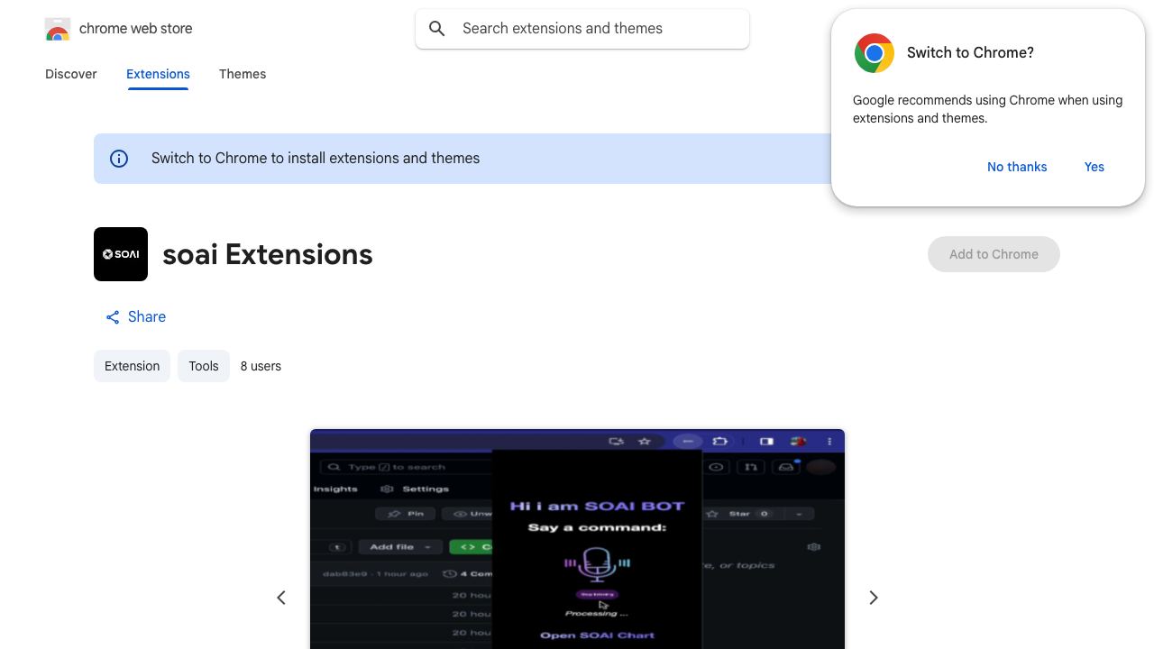 soai Extensions website screenshot
