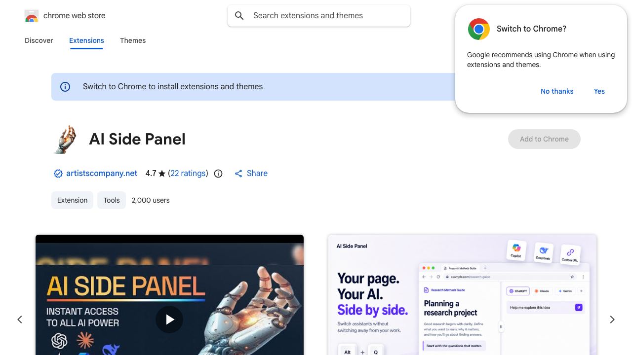 AI Side Panel 网站截图