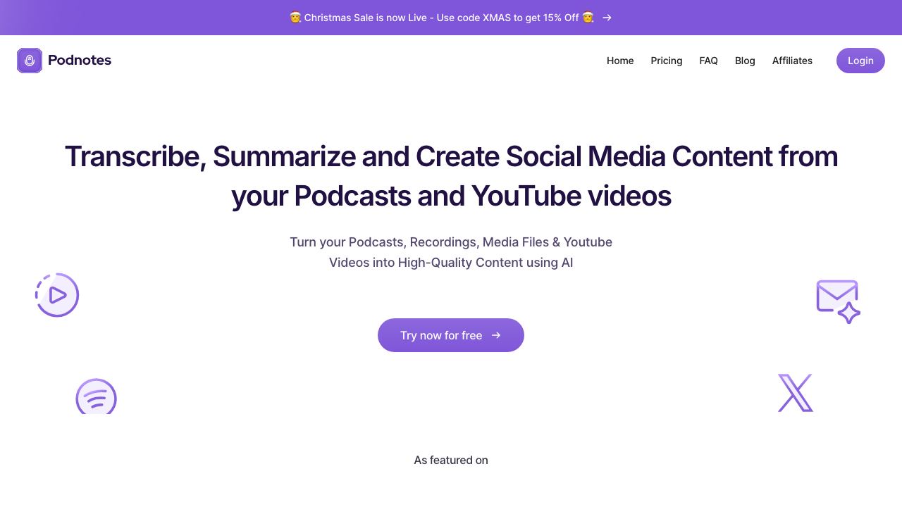 Podnotes website screenshot