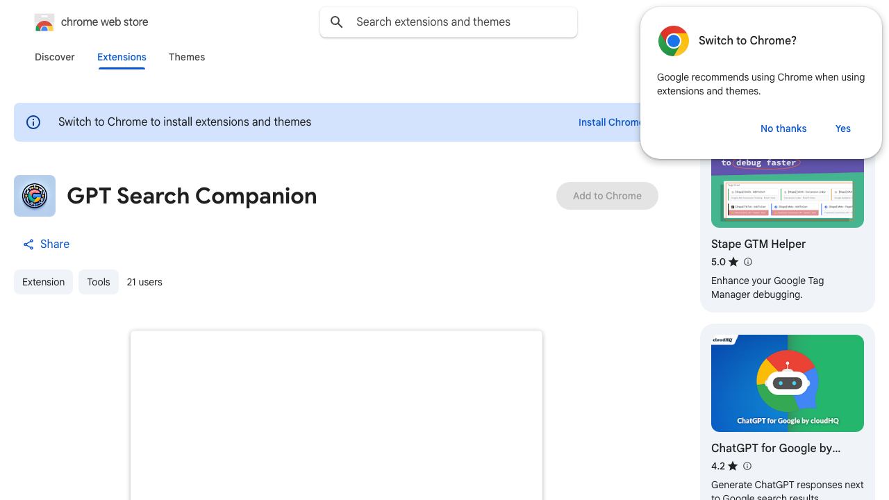 GPT Search Companion 网站截图