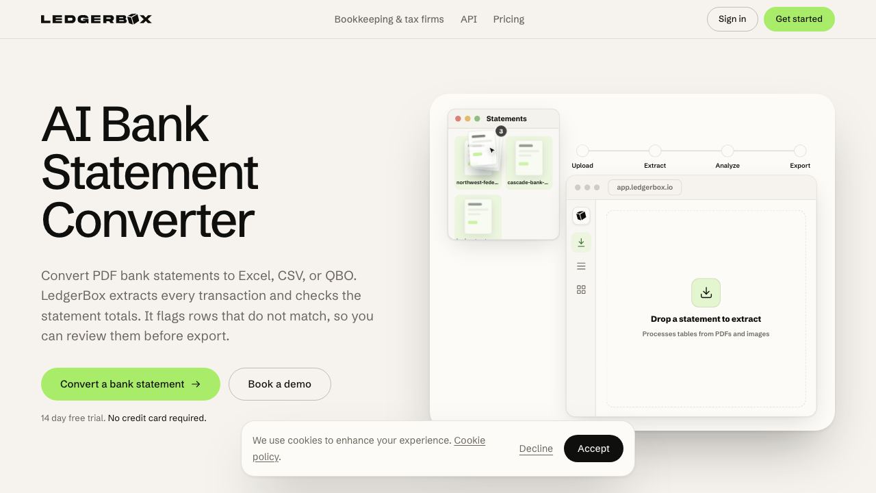 LedgerBox website screenshot