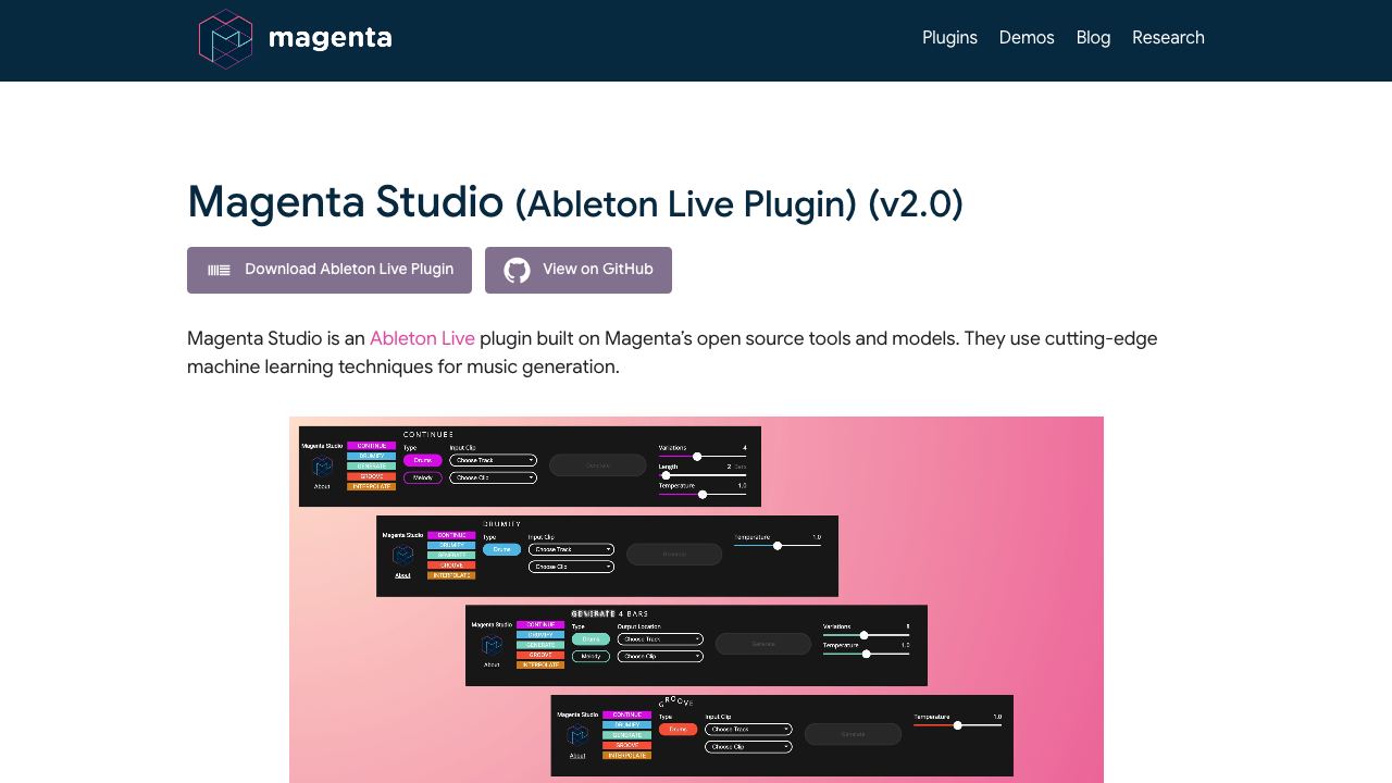 Magenta Studio website screenshot