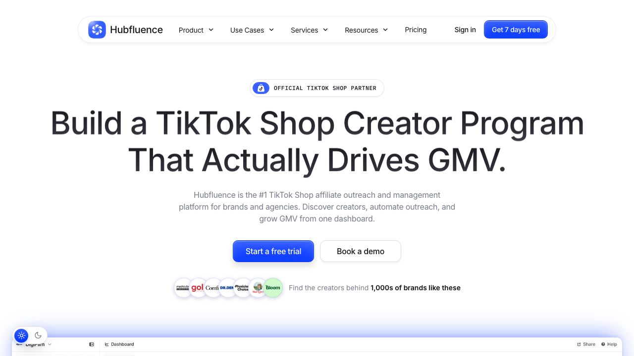 Hubfluence website screenshot
