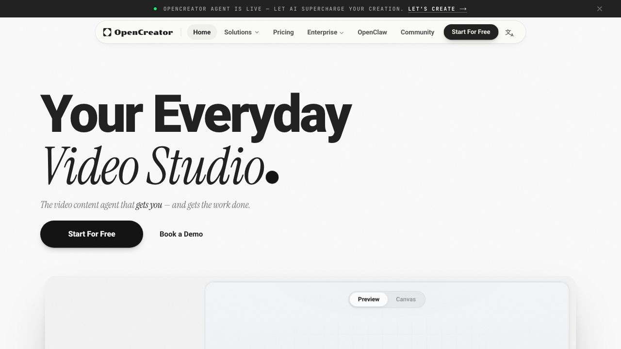 OpenCreator website screenshot