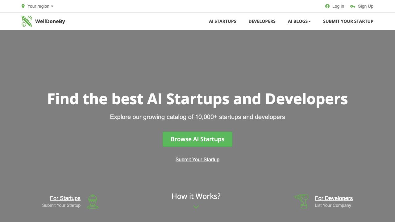 WelldoneBy.com - Best AI Startups website screenshot