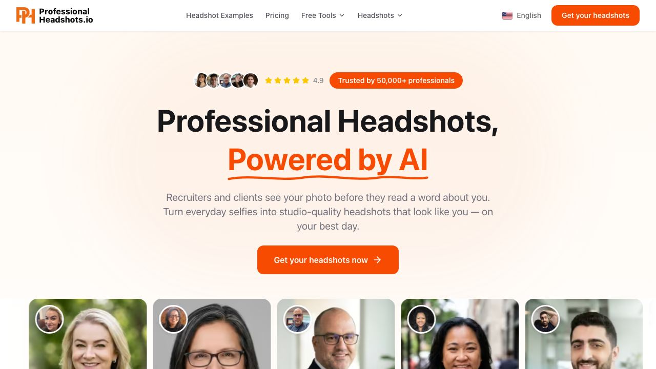 ProfessionalHeadshot.io website screenshot