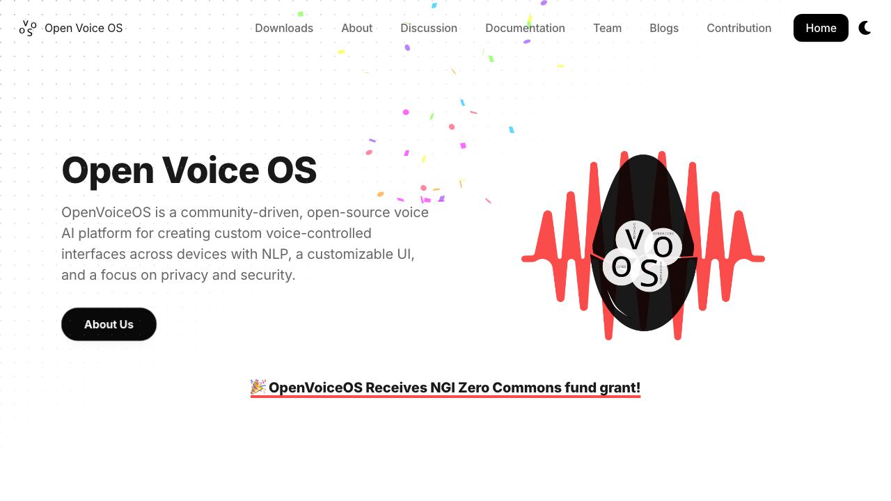 Open Voice OS website screenshot