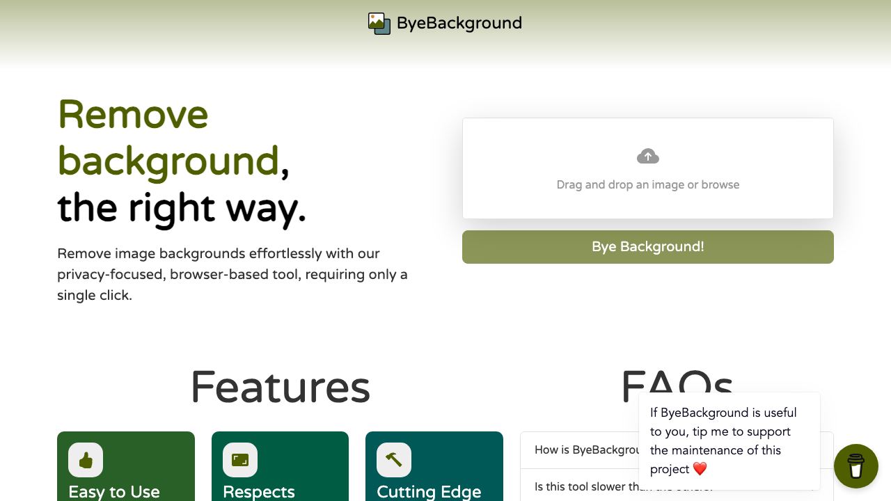 ByeBackground website screenshot