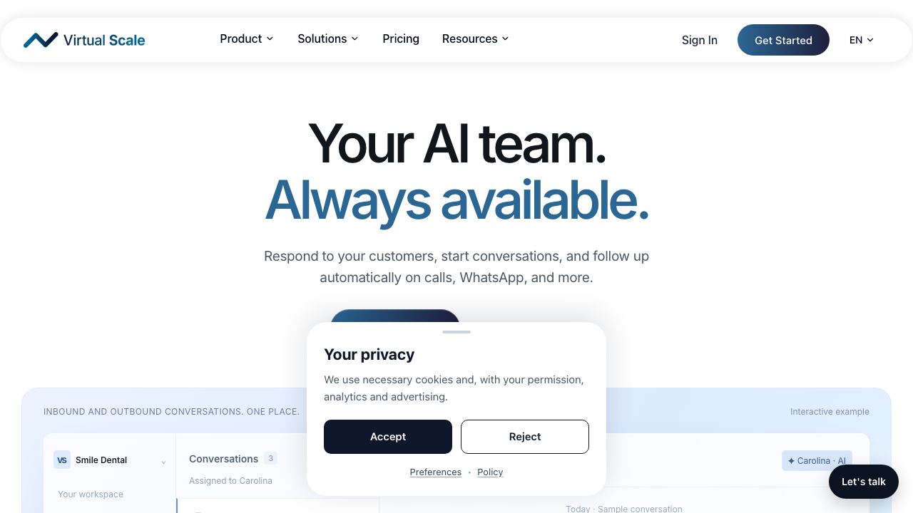 Virtual Scale website screenshot