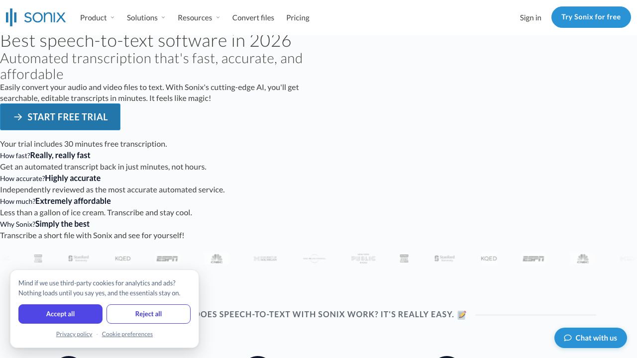 Sonix AI 网站截图