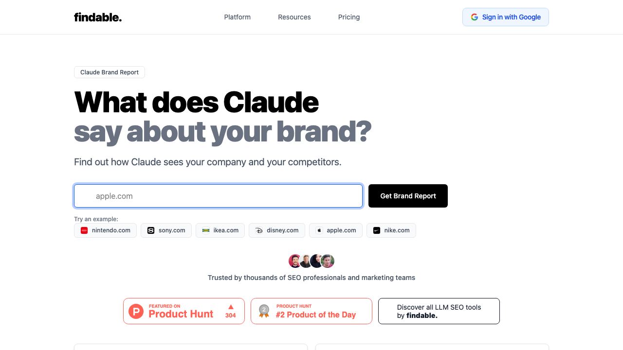 LLM SEO Report website screenshot