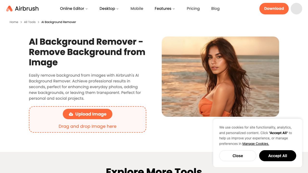 Airbrush Image Background remover 网站截图