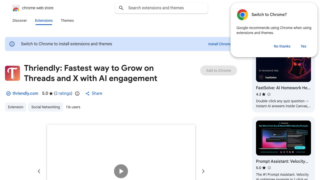 Thriendly: Fastest way to Grow on Threads and X with AI engagement 网站截图