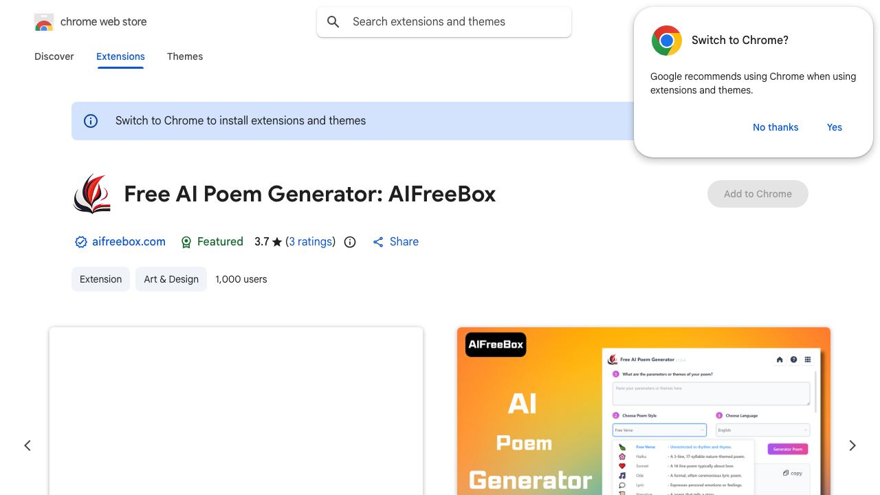 Free AI Poem Generator writes poems instantly website screenshot