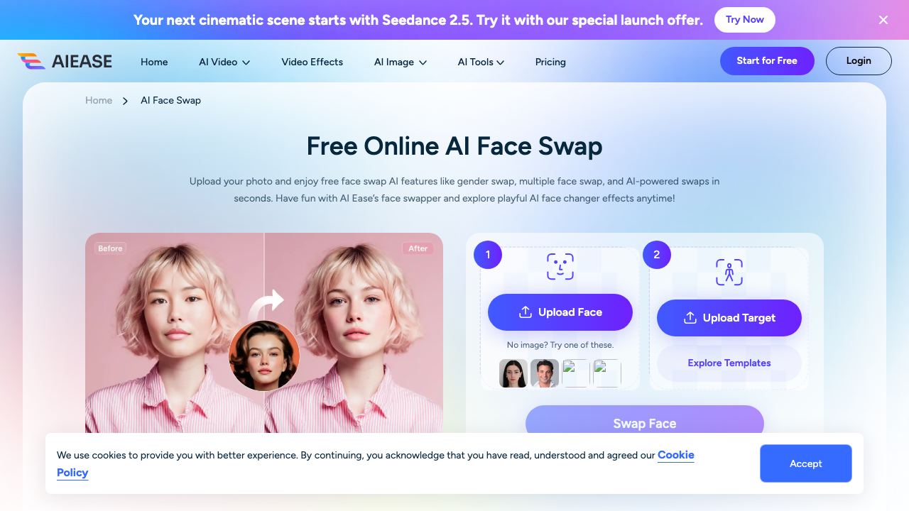 AI Ease Face Swapper 网站截图