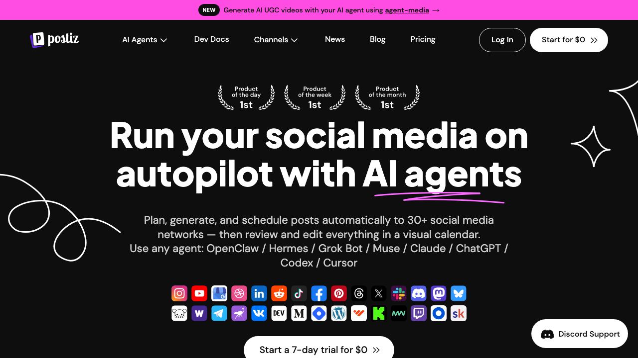 Postiz website screenshot