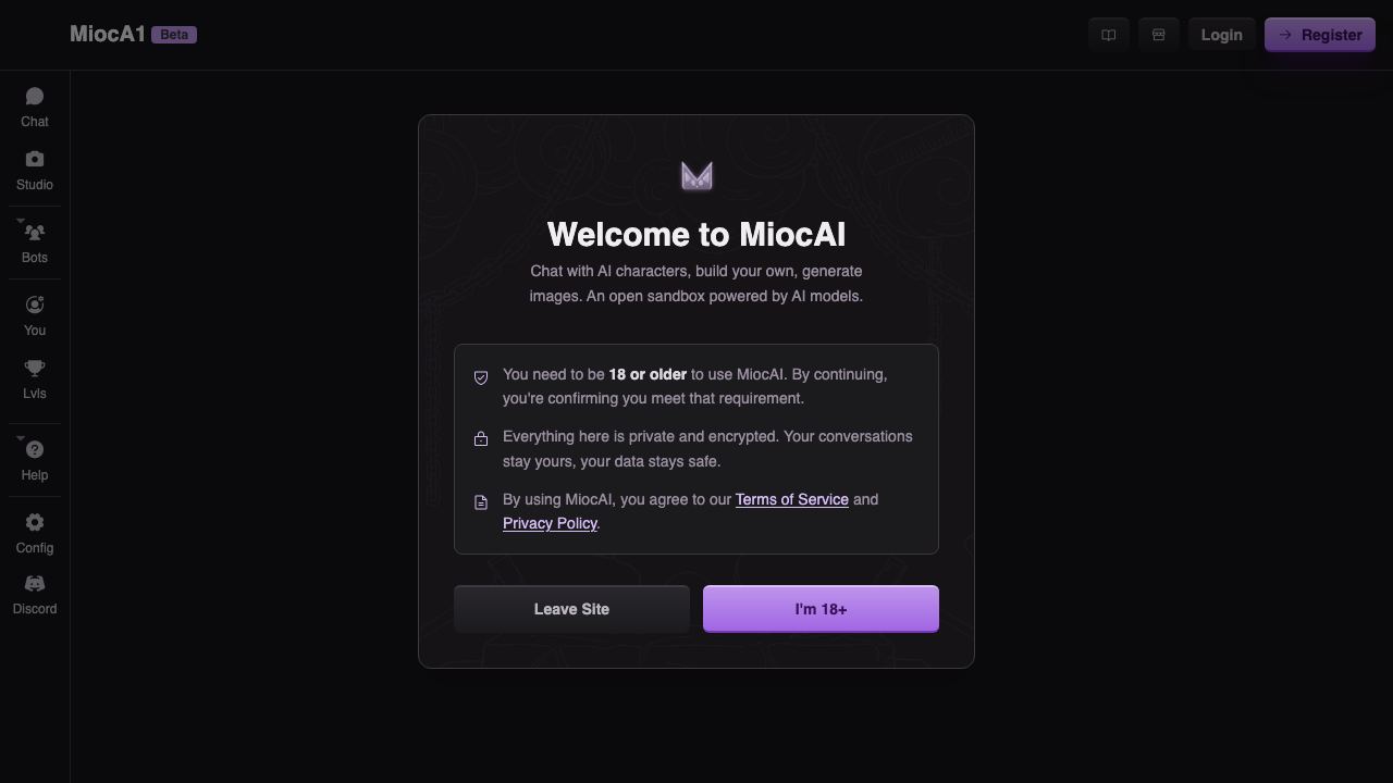MiocAI 网站截图