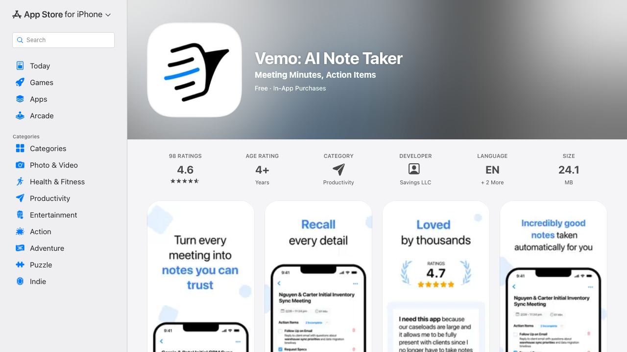 Vemo AI website screenshot