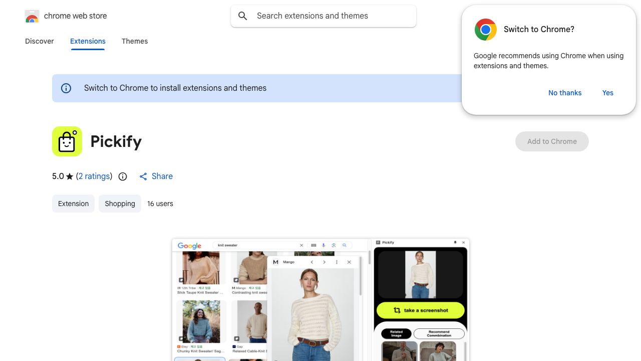 Pickify website screenshot