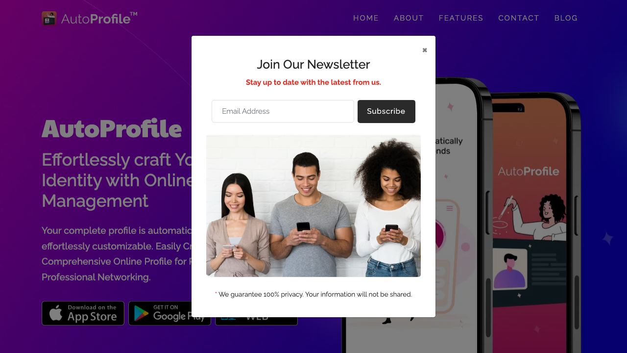 AutoProfile: Personal Profiles 网站截图