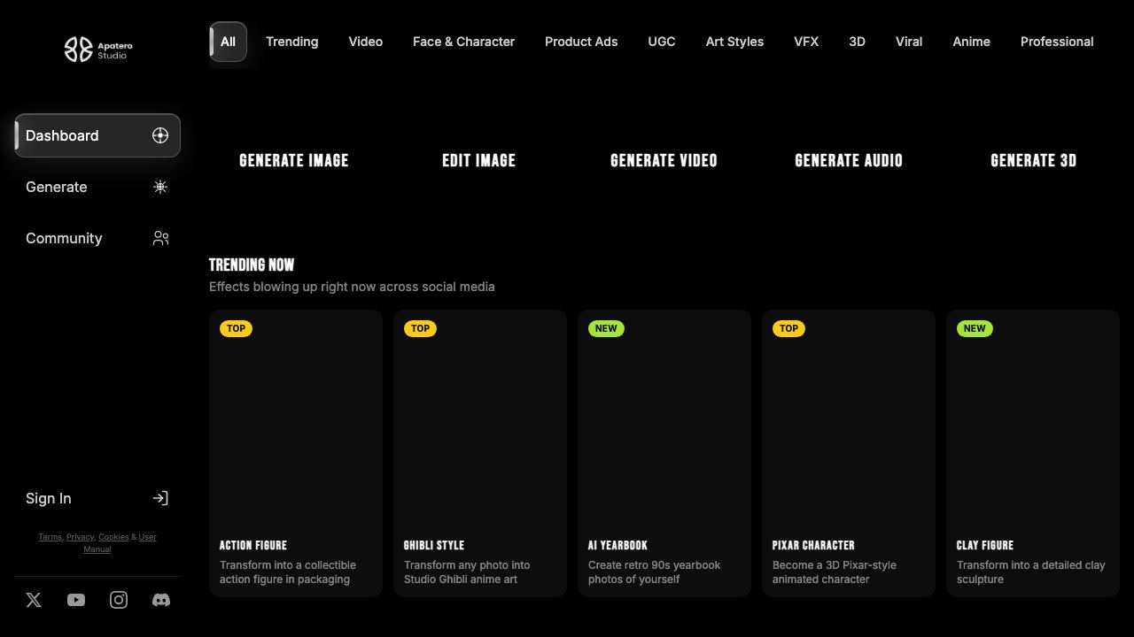 Apatero Studio 网站截图