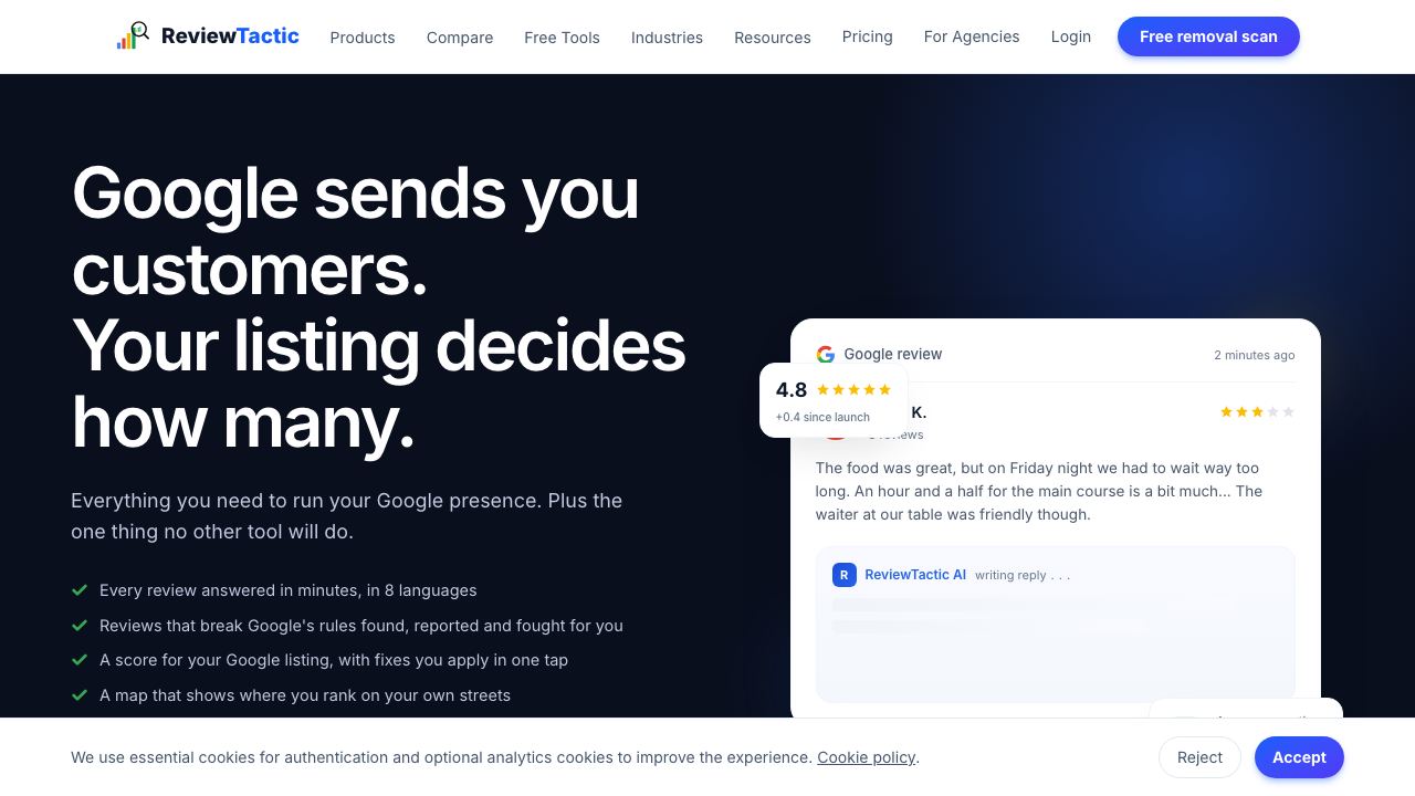 ReviewTactic website screenshot