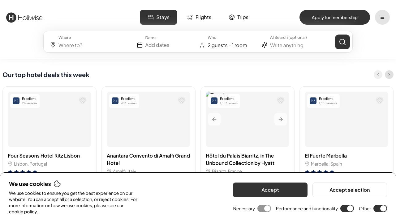 Holiwise website screenshot