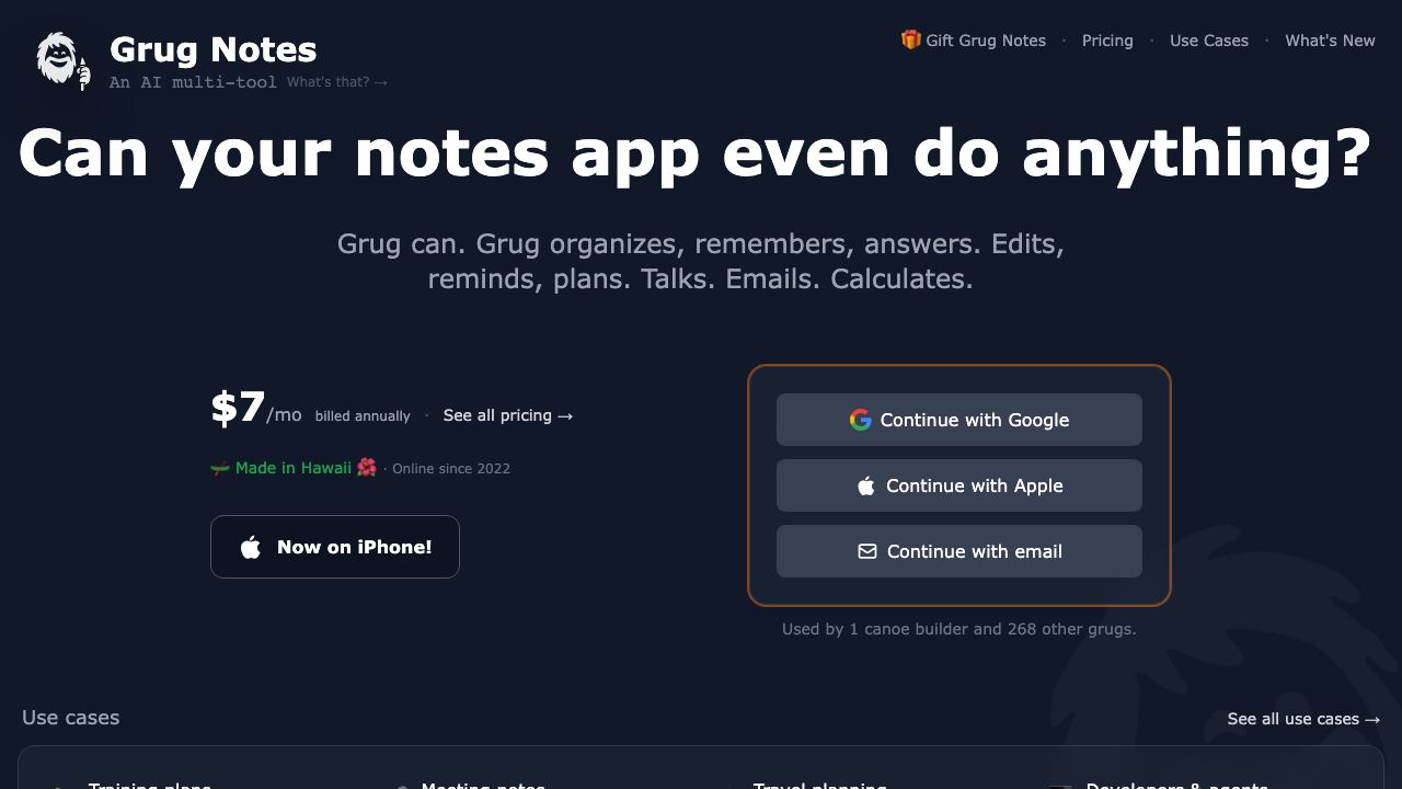 Grug Notes 网站截图
